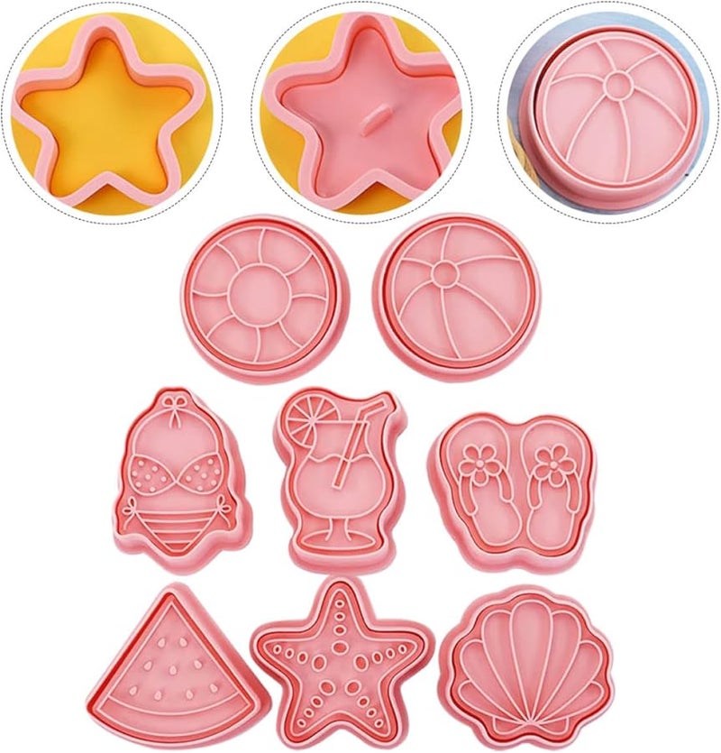 Hawaiian Beach Cookie Cutter Set 8pcs Silicone Baking Molds Sea Star Shell - Image 3